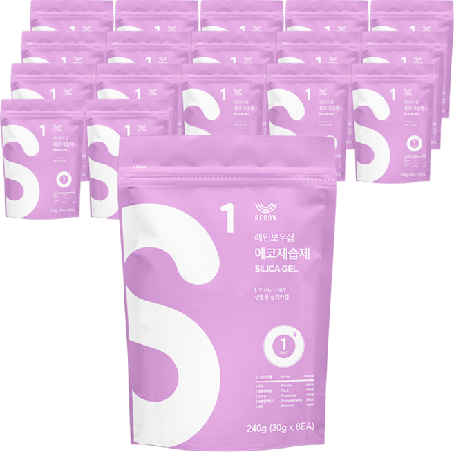 레인보우샵 생활용 에코제습제 실리카겔, 240g, 18개