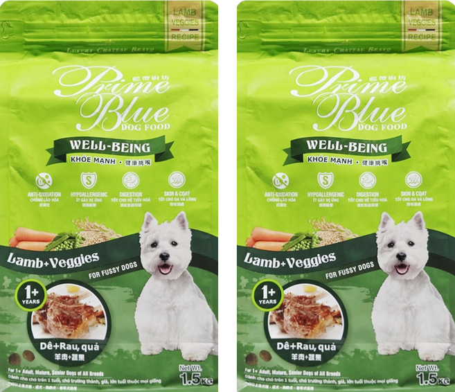 LCB 藍帶廚坊 健康挑嘴狗糧, 羊肉蔬果配方, 1.5kg, 2袋