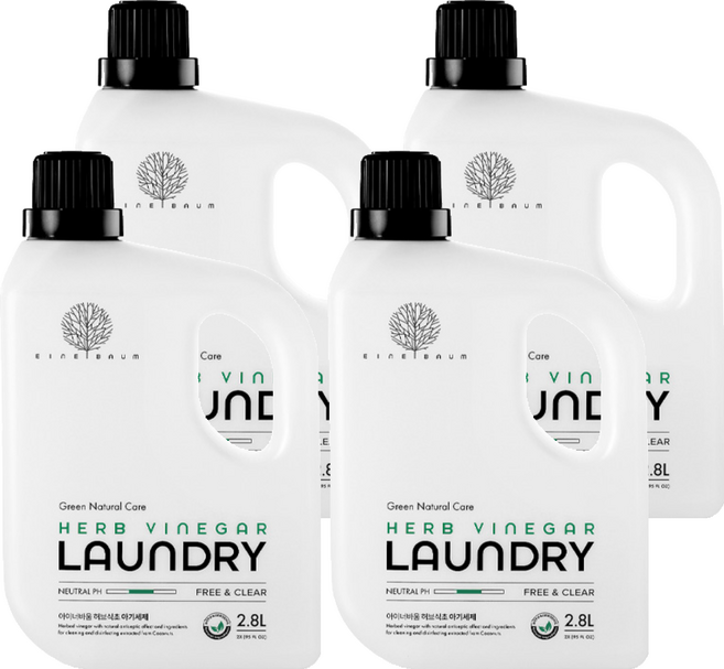 아이너바움 허브식초 유아 세제, 2.8L, 4개
