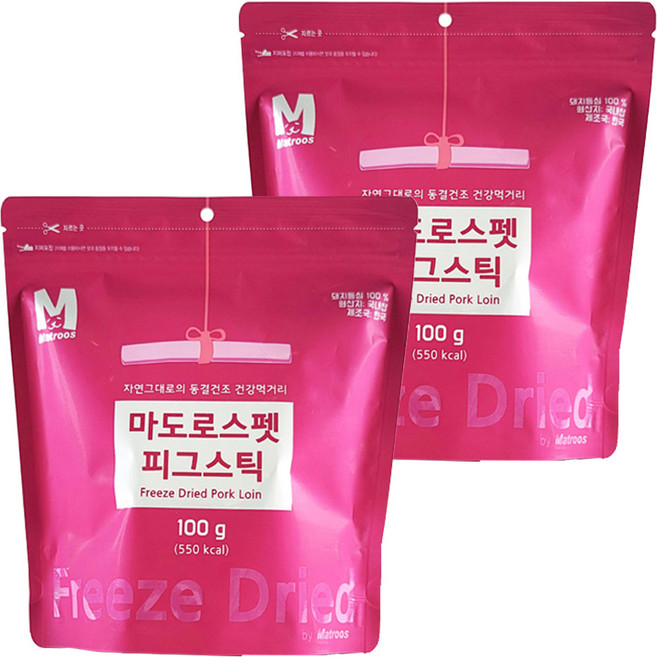 마도로스펫 반려동물 스틱 동결건조간식, 피그, 100g, 2개