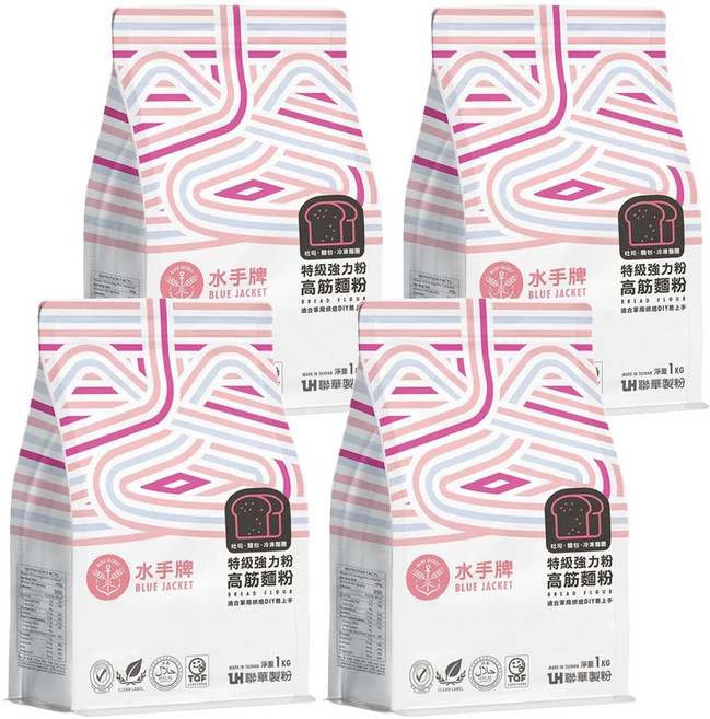 聯華製粉 BLUE JACKET 水手牌 強力吐司高筋麵粉, 1kg, 4包