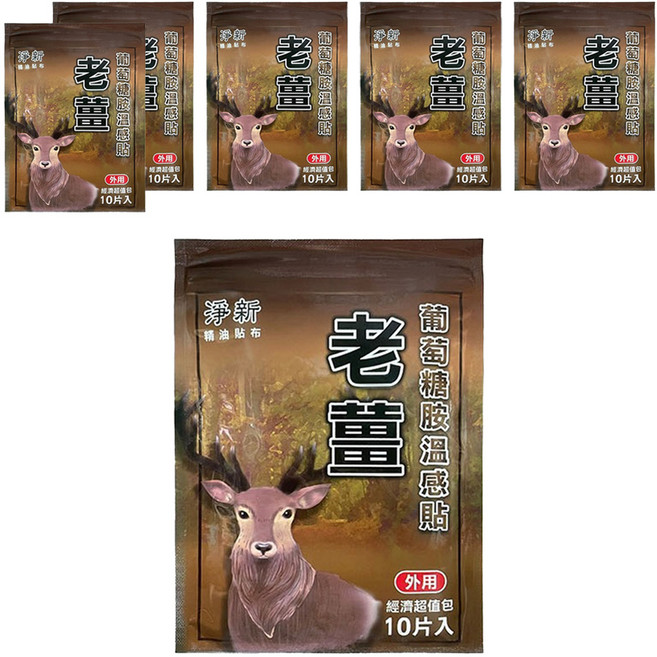 淨新科技 老薑葡萄糖胺溫感貼 溫熱舒緩 草本精油 關節呵護 肌肉痠痛, 10片, 6包