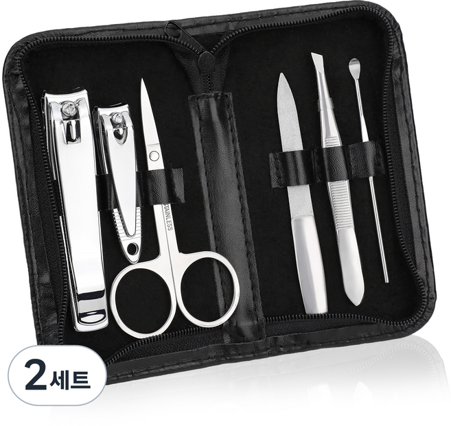 코멧 홈 네일케어 6종 세트 + 휴대 케이스, 2세트