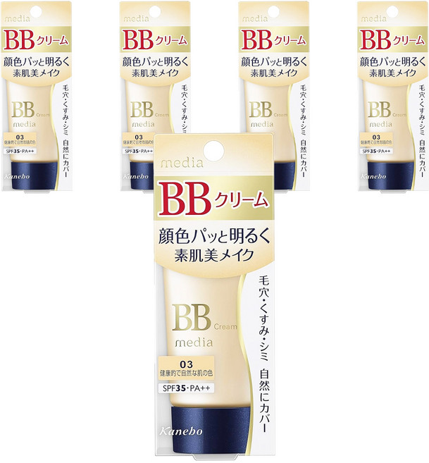 media 媚點 台灣公司貨 自然光感美肌BB霜 SPF35 PA++, 03 健康膚色, 35g, 5件