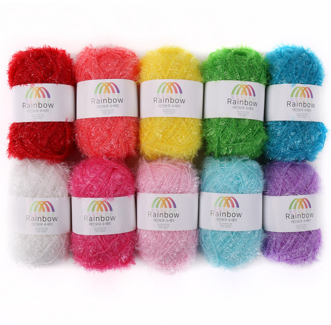 마마니트 레인보우 수세미 뜨개실 10볼 A세트, 혼합색상, 1개