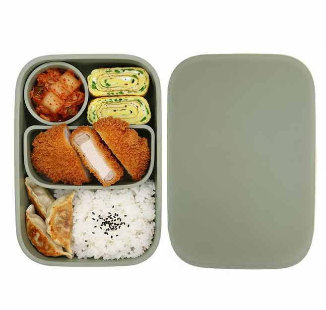 홈하우스 프리미엄 실리콘 런치박스, 올리브, 1개