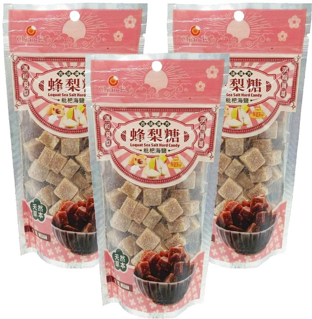 Chiao-E 巧益 枇杷海鹽蜂梨糖, 210g, 3包
