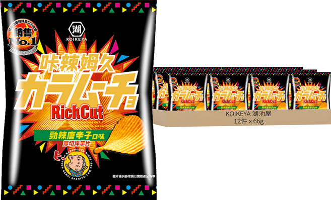 KOIKEYA 湖池屋 咔辣姆久 厚切洋芋片 勁辣唐辛子, 12包, 66g