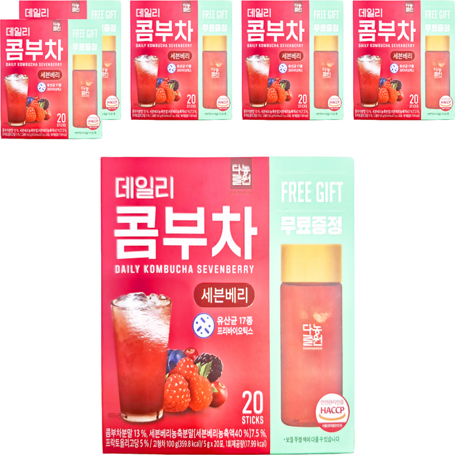 Danongwon 日常神纖七種莓果口味康普茶沖泡飲 附水瓶380ml, 5g, 20條, 6盒