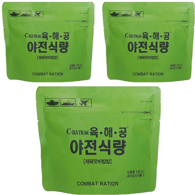 육해공야전식량 제육맛 비빔밥, 100g, 3개