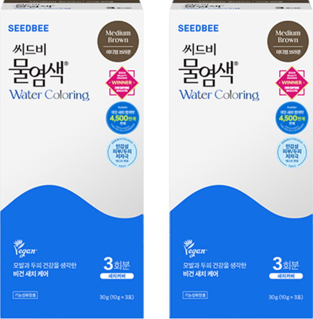 SEEDBEE 頭皮養護草本水染髮, 2個, 中棕色