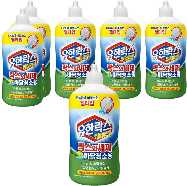 유한락스 멀티액션 락스와세제 바닥청소용, 1L, 6개