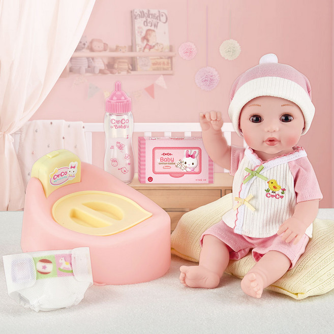 원앤원 우유먹고 응가하는 내동생코코 인형 세트, 혼합색상, 1세트