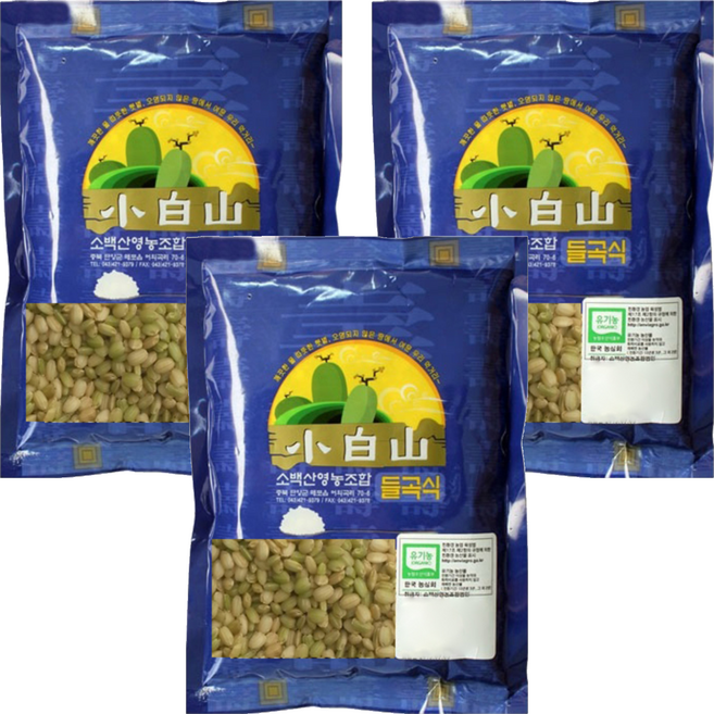 소백산영농조합 유기농 찰녹미, 3개, 1kg