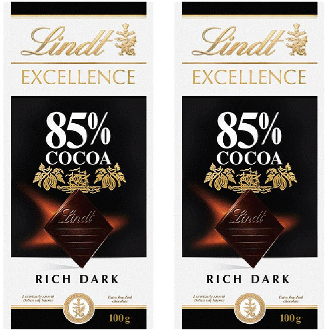 Lindt 瑞士蓮 Excellence 85% 可可高可可脂黑巧克力, 2個, 100g