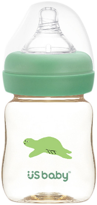 US baby 優生 真母感PPSU奶瓶, 綠蠵龜 綠色, 160ml, 1個