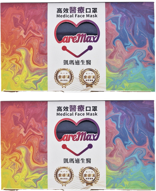 CareMax 凱瑪適 醫療素色成人口罩 17.5 x 9.5cm, 深藍, 50片, 2盒