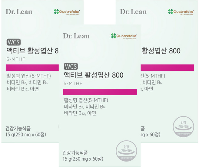 닥터린 액티브 활성엽산 800, 60정, 3개