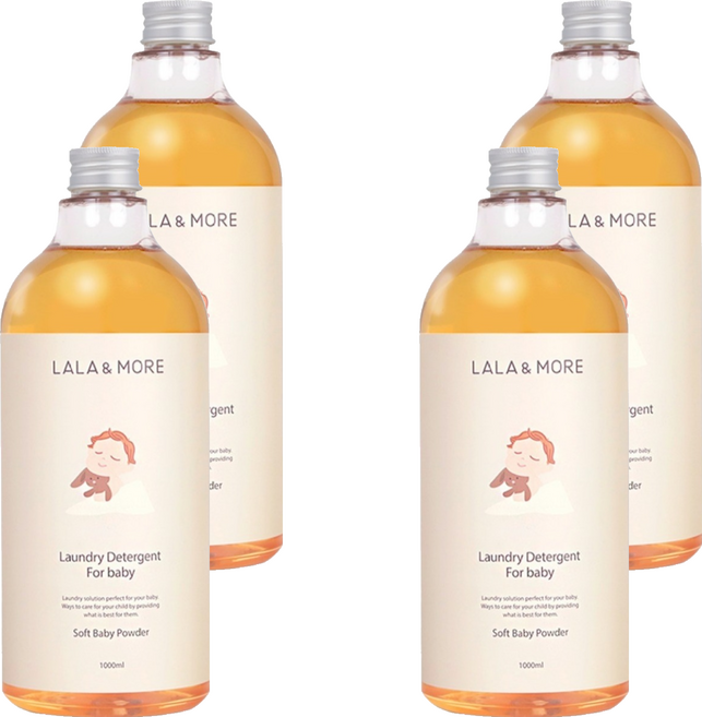 라라앤모어 아기옷 세제 베이비파우더향, 4개, 1L