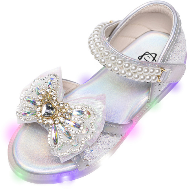 라스텔라 여아용 퓨어 하트 LED 공주 샌들