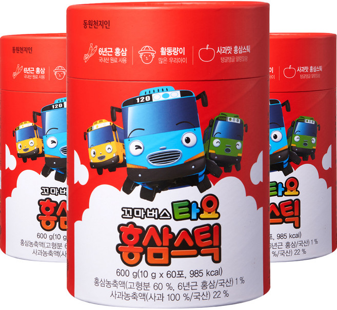 천지인 꼬마버스 타요 홍삼스틱, 600g, 3개