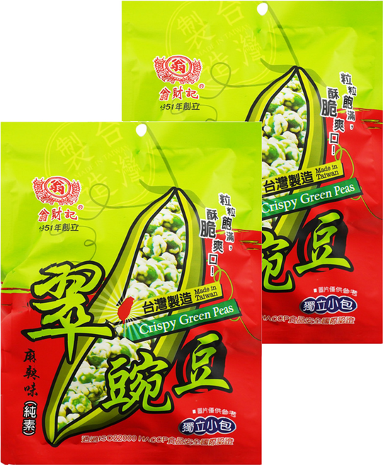 翁財記 麻辣味翠豌豆 純素, 170g, 2包