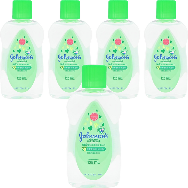 Johnson's 嬌生 嬰兒潤膚油 滋養配方 0歲以上, 125ml, 5瓶