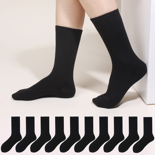 두발로 여성용 프리미엄 무지 장목 양말 10켤레