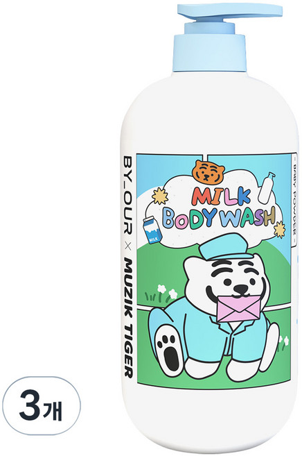 바이아우어 무직타이거 밀크 체취감소 퍼퓸 바디워시 베이비파우더향, 1L, 3개