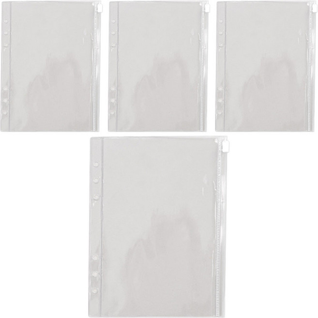 모노라이크 A5 6공 다이어리 지퍼백, 투명, 4개