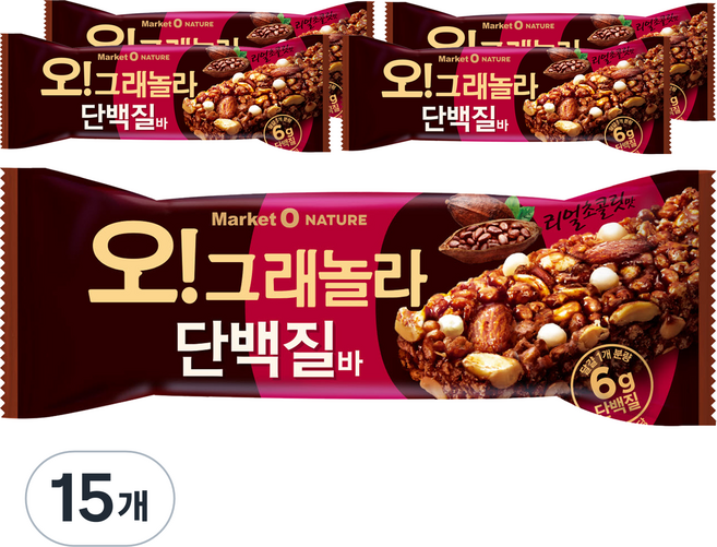 마켓오 오 그래놀라 단백질바, 40g, 15개
