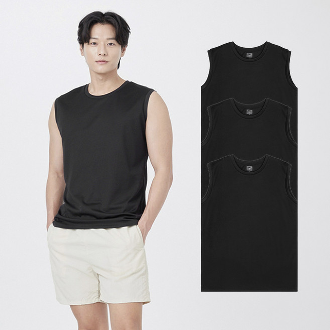 베이스알파에센셜 썸머 메쉬 액티브 민소매 티셔츠 3p