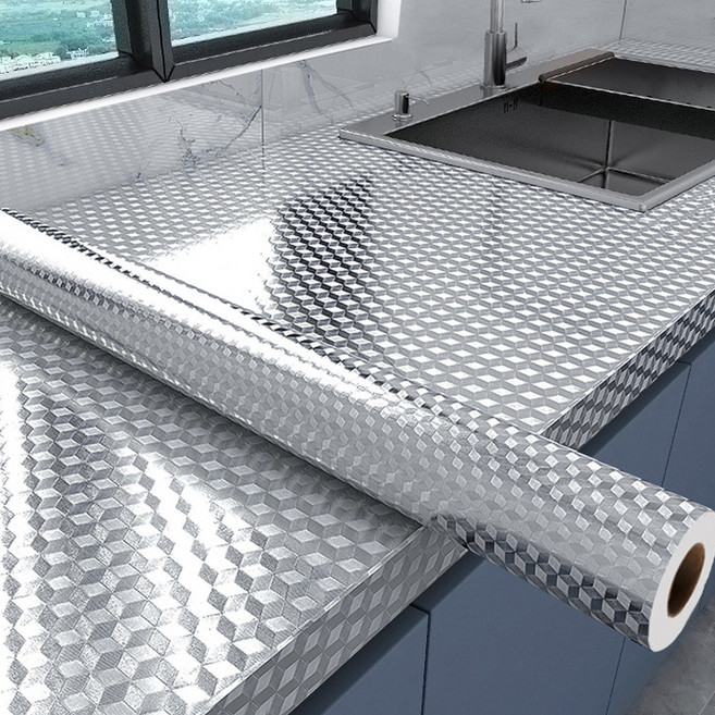 연하 기름때 방지 방수 알루미늄 육각 패턴 시트지, 1개