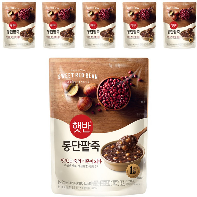 햇반 통단팥죽, 420g, 2개