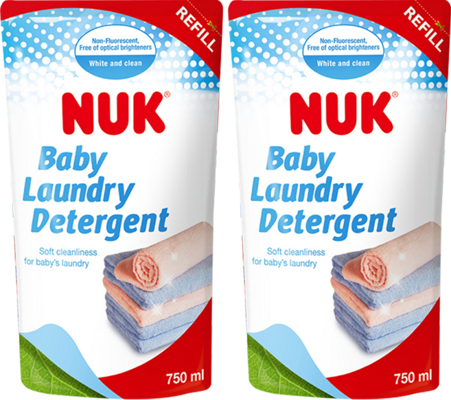 NUK 嬰兒洗衣精補充包 750ml 無螢光劑添加 無化學殘留 無需額外柔順劑, 2包