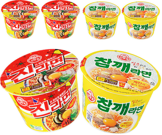 오뚜기 참깨라면 용기 110g 3p + 진라면 용기 110g 3p, 1세트