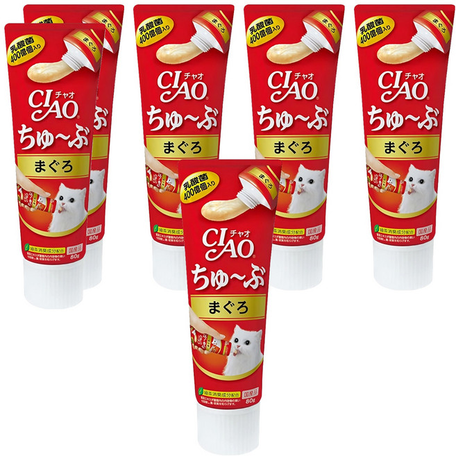 INABA CIAO 啾嚕 乳酸菌肉泥膏, 鮪魚, 80g, 6條