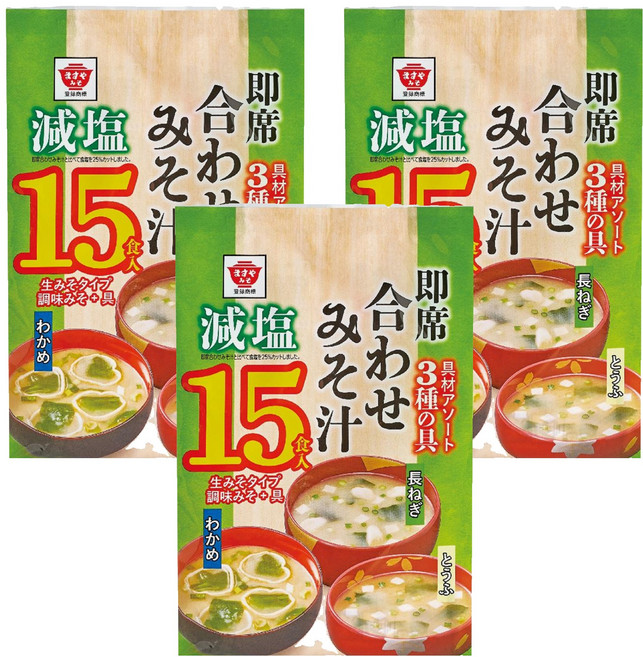 Masuya Miso 升屋 15食入綜合即食減鹽味噌湯, 300g, 3袋