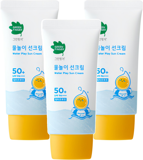그린핑거 물놀이 유아 선크림 워터프루프 SPF50+ PA++++, 50ml, 3개