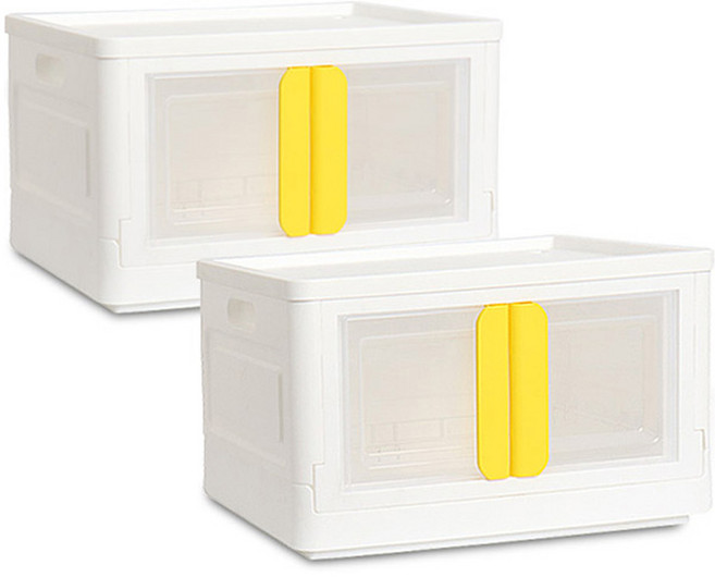 리빙선데이 국산 양문형 접이식 리빙박스, 옐로우, 56L, 2개