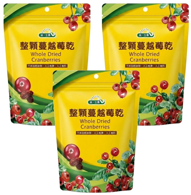 統一生機 整顆蔓越莓乾, 250g, 3包