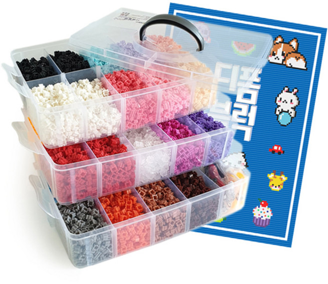 클레이피아 디폼 나노블럭 8mm 10000p + 도안책 세트, 혼합색상, 1세트