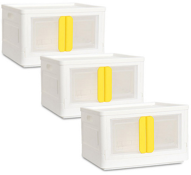 리빙선데이 국산 양문형 접이식 리빙박스, 옐로우, 56L, 3개