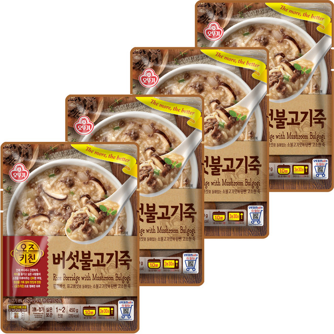 오뚜기 오즈키친 버섯불고기죽, 450g, 4개