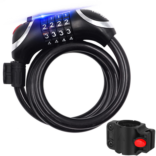에이스피드 자전거 번호키 자물쇠 + 자물쇠 받침대 + 설치도구 세트, 블랙, 1세트