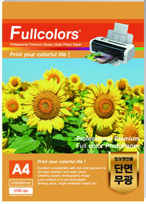Fullcolors 全彩 噴墨單面列印霧面相片紙, A4, 100張
