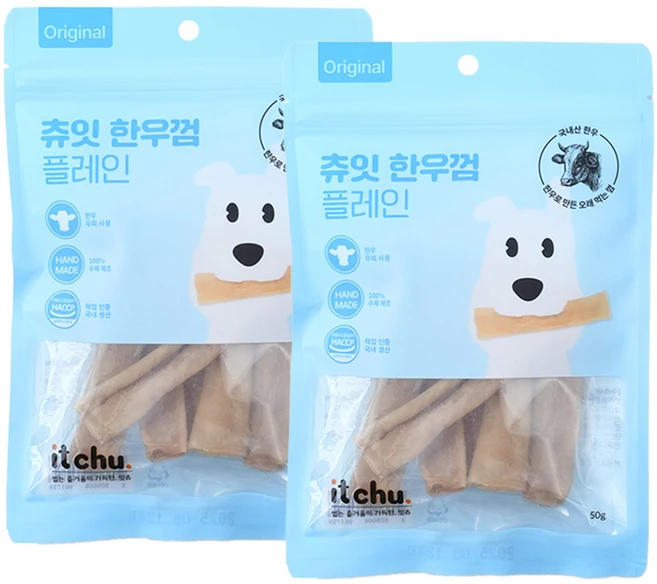 잇츄 츄잇 한우 가죽껌, 플레인, 50g, 2개 - 쿠팡