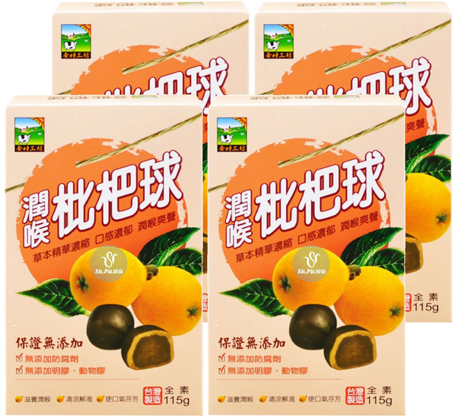 食材工坊 潤喉枇杷球, 115g, 4盒