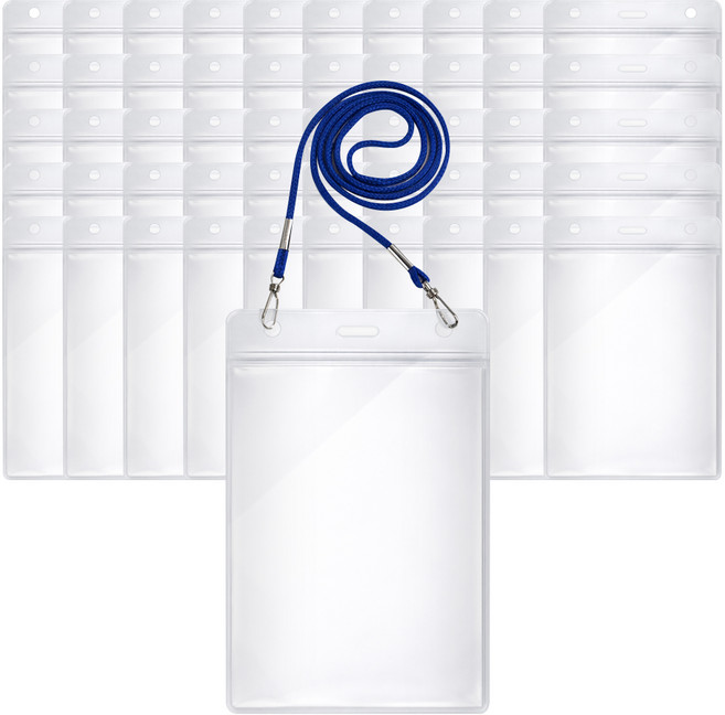 코멧 오피스 PVC 목걸이 명찰, 블루, 50개