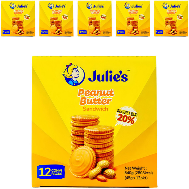 줄리스 피넛버터 샌드위치, 540g, 6개